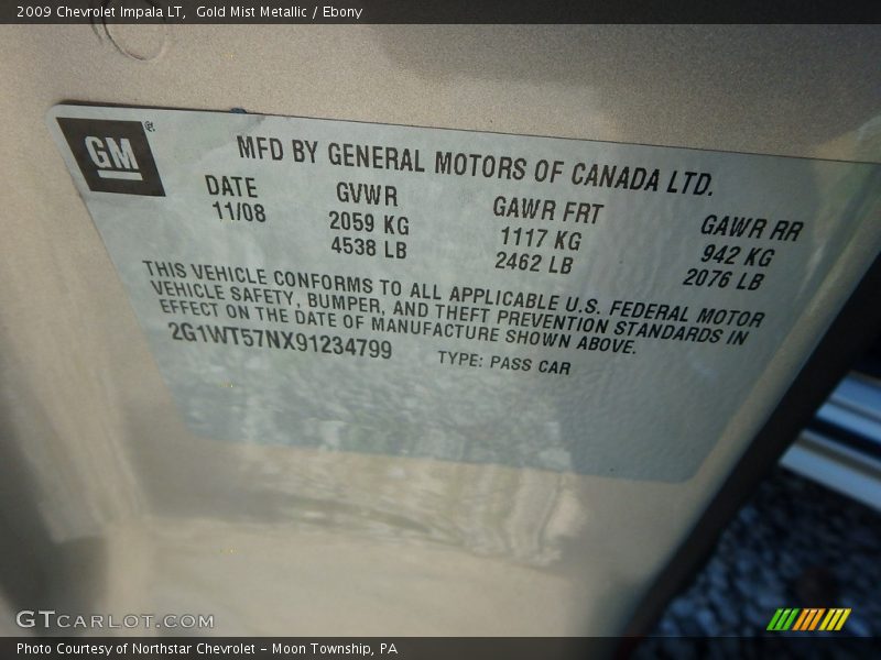Gold Mist Metallic / Ebony 2009 Chevrolet Impala LT