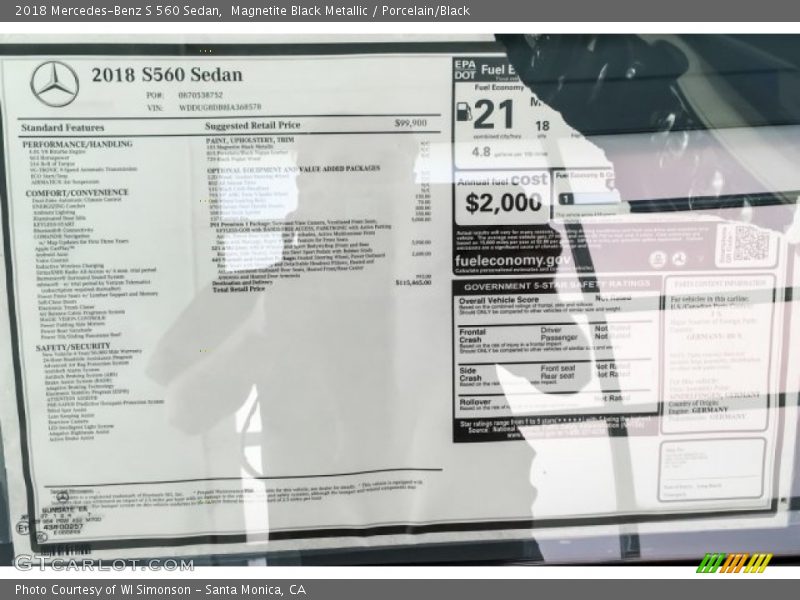 Magnetite Black Metallic / Porcelain/Black 2018 Mercedes-Benz S 560 Sedan