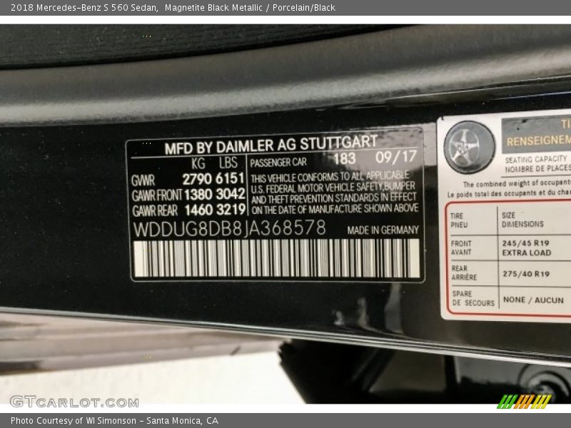 Magnetite Black Metallic / Porcelain/Black 2018 Mercedes-Benz S 560 Sedan