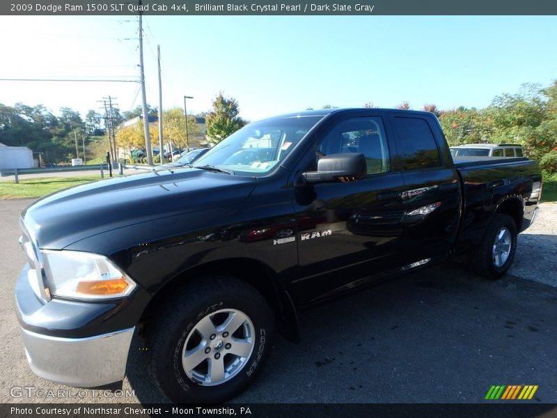 Brilliant Black Crystal Pearl / Dark Slate Gray 2009 Dodge Ram 1500 SLT Quad Cab 4x4