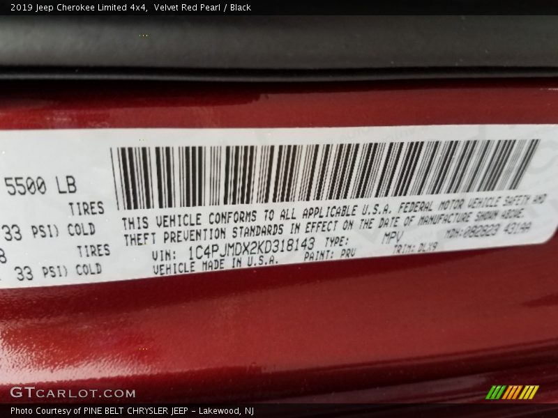 Velvet Red Pearl / Black 2019 Jeep Cherokee Limited 4x4