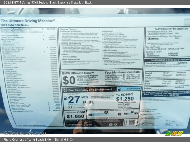 Black Sapphire Metallic / Black 2019 BMW 5 Series 530i Sedan