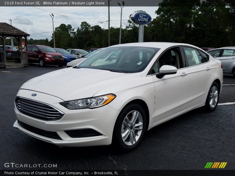 White Platinum / Medium Light Stone 2018 Ford Fusion SE