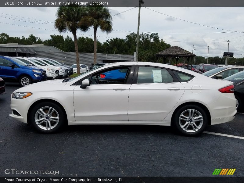 White Platinum / Medium Light Stone 2018 Ford Fusion SE