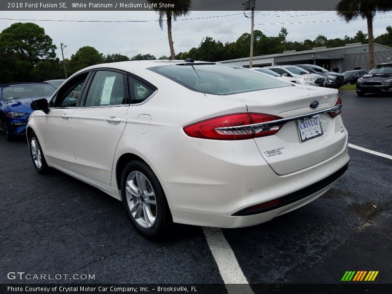 White Platinum / Medium Light Stone 2018 Ford Fusion SE