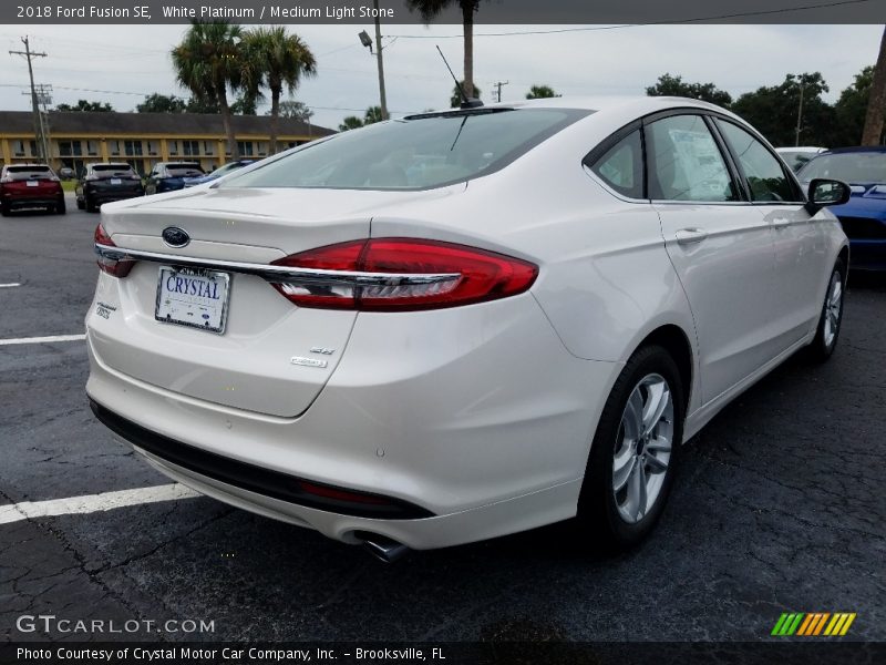 White Platinum / Medium Light Stone 2018 Ford Fusion SE