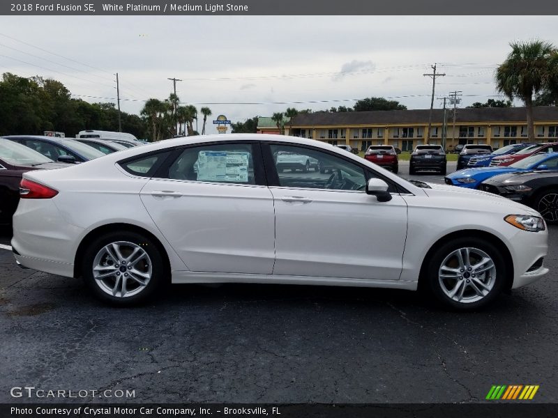 White Platinum / Medium Light Stone 2018 Ford Fusion SE