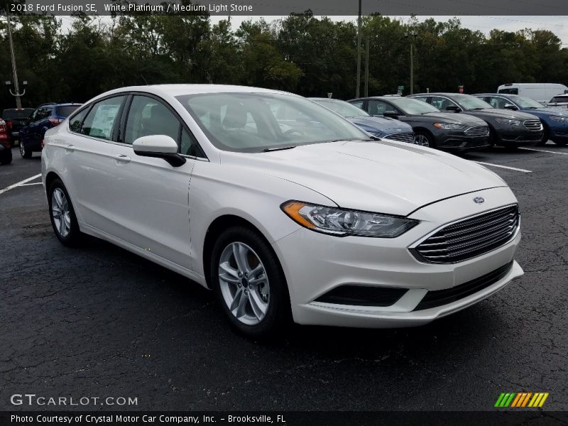 White Platinum / Medium Light Stone 2018 Ford Fusion SE