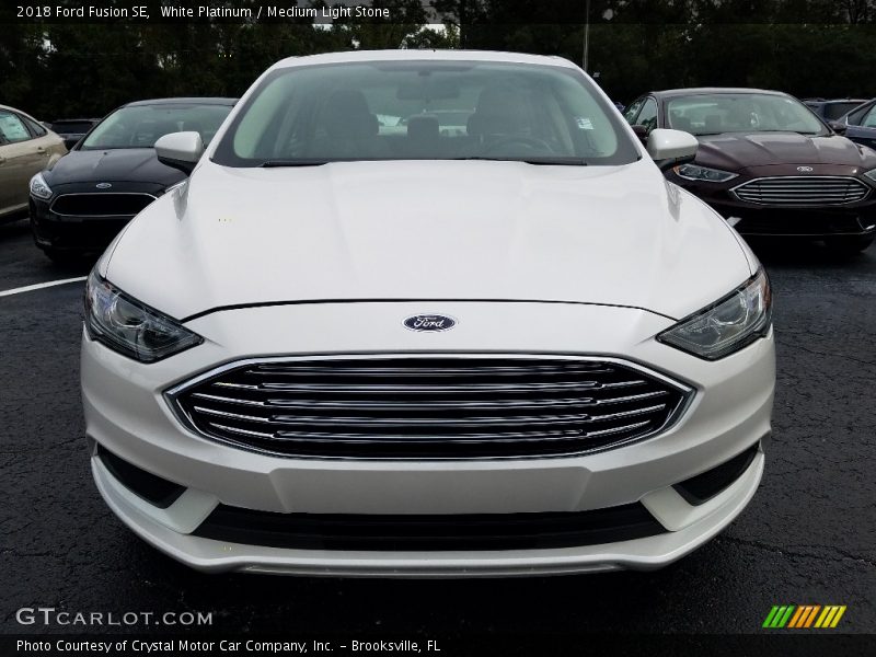 White Platinum / Medium Light Stone 2018 Ford Fusion SE