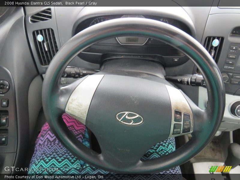 Black Pearl / Gray 2008 Hyundai Elantra GLS Sedan