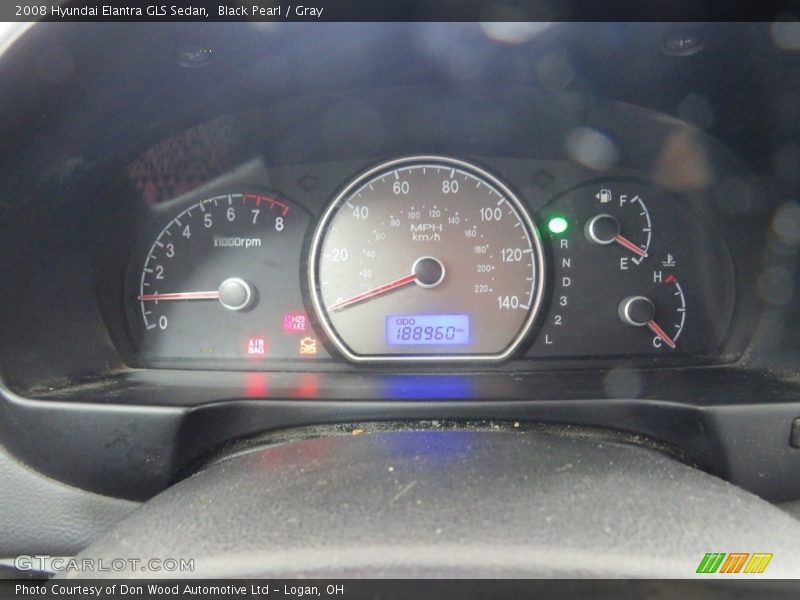 Black Pearl / Gray 2008 Hyundai Elantra GLS Sedan