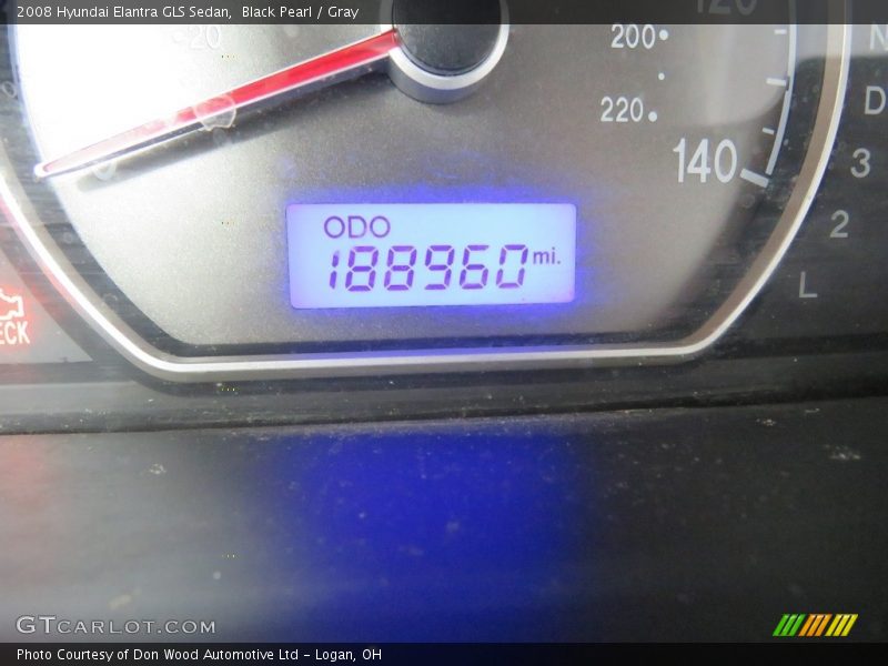 Black Pearl / Gray 2008 Hyundai Elantra GLS Sedan