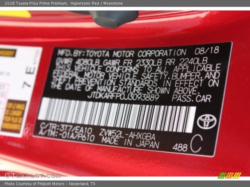 Hypersonic Red / Moonstone 2018 Toyota Prius Prime Premium