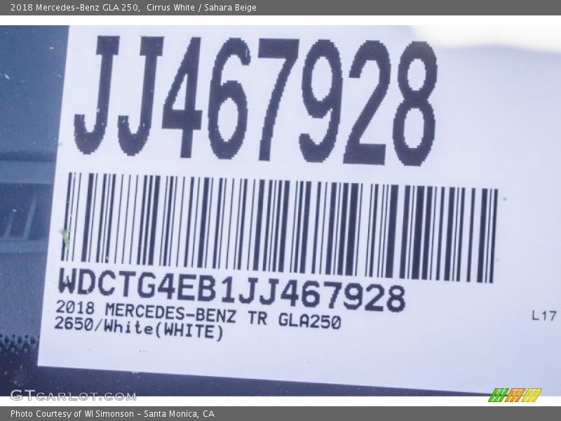 Cirrus White / Sahara Beige 2018 Mercedes-Benz GLA 250
