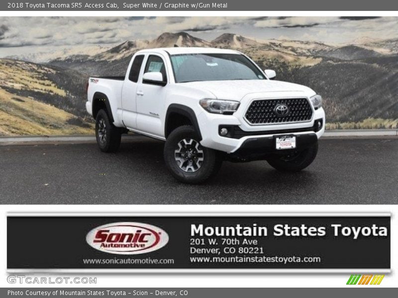 Super White / Graphite w/Gun Metal 2018 Toyota Tacoma SR5 Access Cab