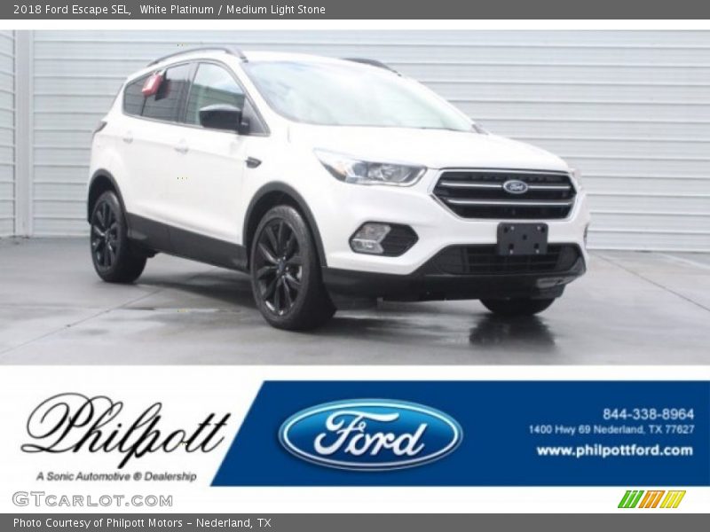 White Platinum / Medium Light Stone 2018 Ford Escape SEL