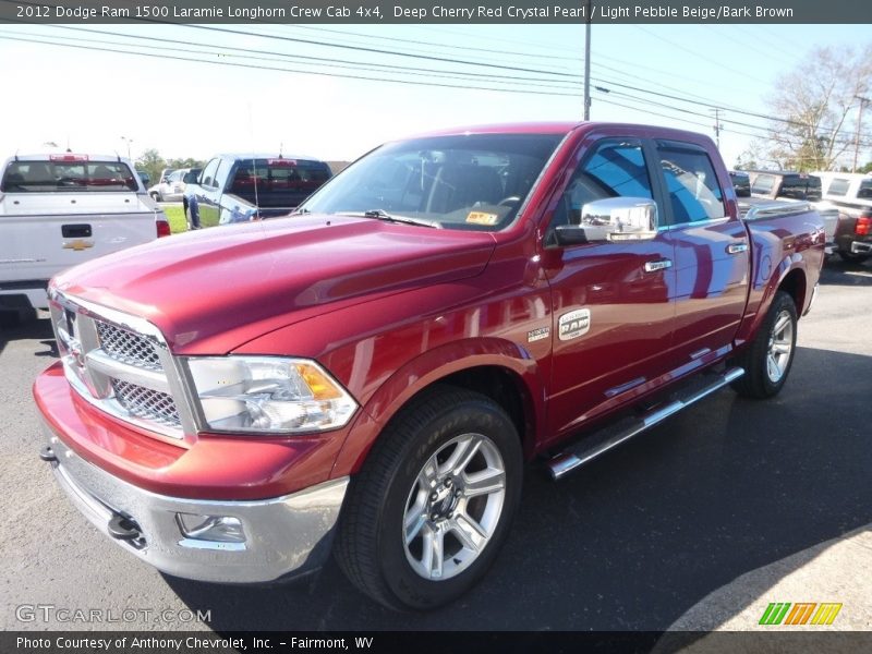 Deep Cherry Red Crystal Pearl / Light Pebble Beige/Bark Brown 2012 Dodge Ram 1500 Laramie Longhorn Crew Cab 4x4