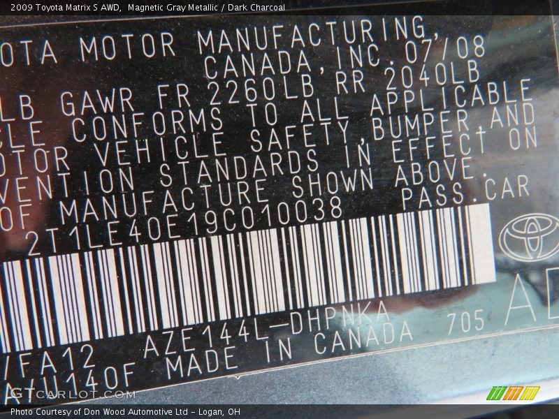 Magnetic Gray Metallic / Dark Charcoal 2009 Toyota Matrix S AWD