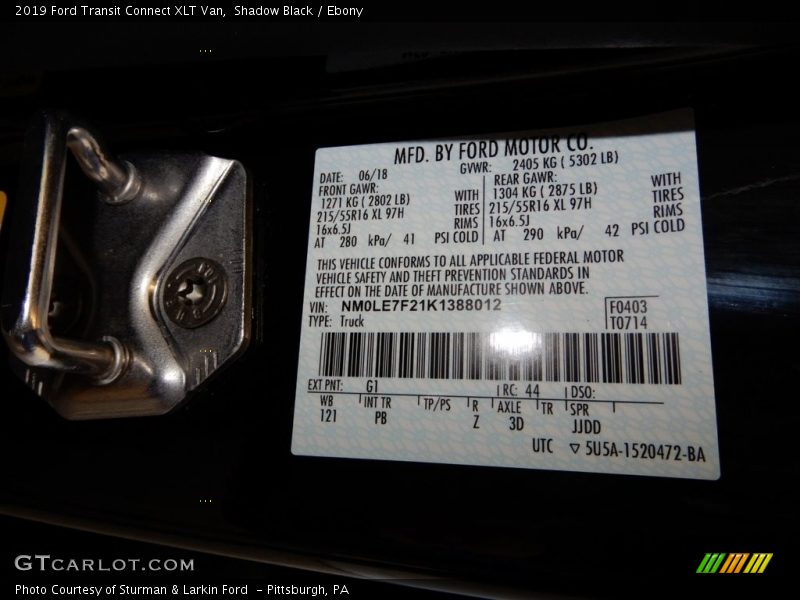Shadow Black / Ebony 2019 Ford Transit Connect XLT Van