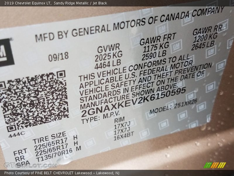 Sandy Ridge Metallic / Jet Black 2019 Chevrolet Equinox LT