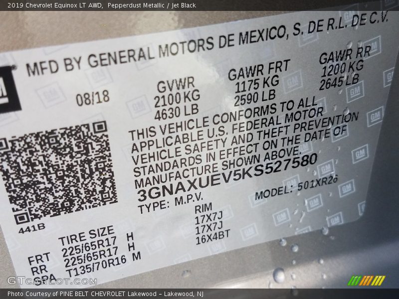 Pepperdust Metallic / Jet Black 2019 Chevrolet Equinox LT AWD