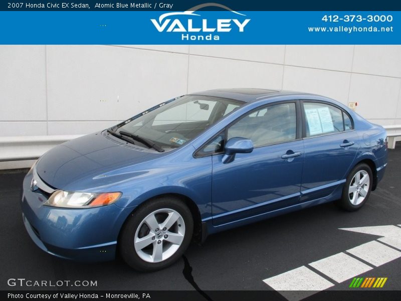 Atomic Blue Metallic / Gray 2007 Honda Civic EX Sedan