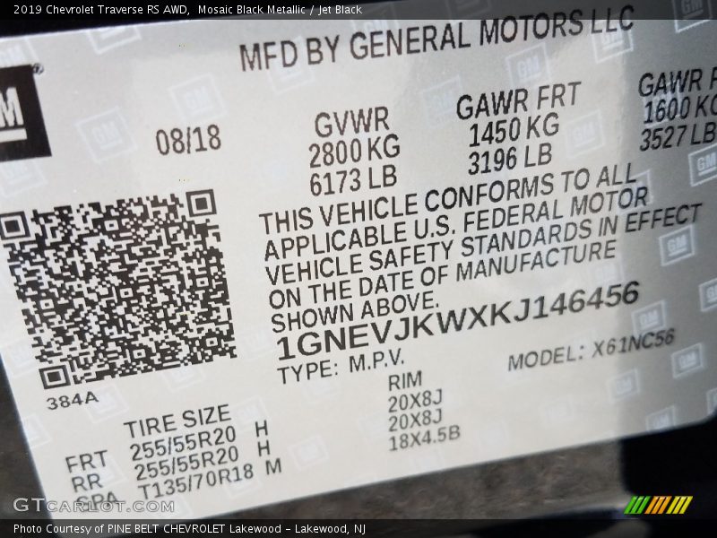 Mosaic Black Metallic / Jet Black 2019 Chevrolet Traverse RS AWD