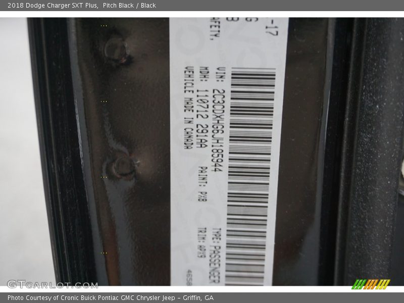 Pitch Black / Black 2018 Dodge Charger SXT Plus