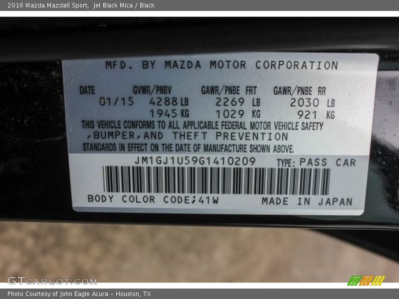 Jet Black Mica / Black 2016 Mazda Mazda6 Sport