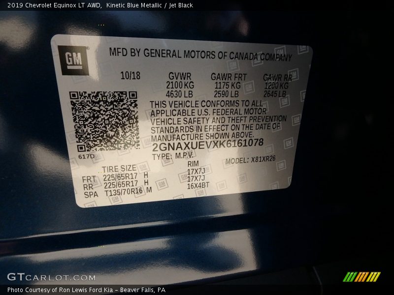 Kinetic Blue Metallic / Jet Black 2019 Chevrolet Equinox LT AWD