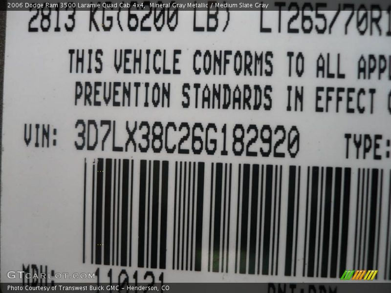 Mineral Gray Metallic / Medium Slate Gray 2006 Dodge Ram 3500 Laramie Quad Cab 4x4