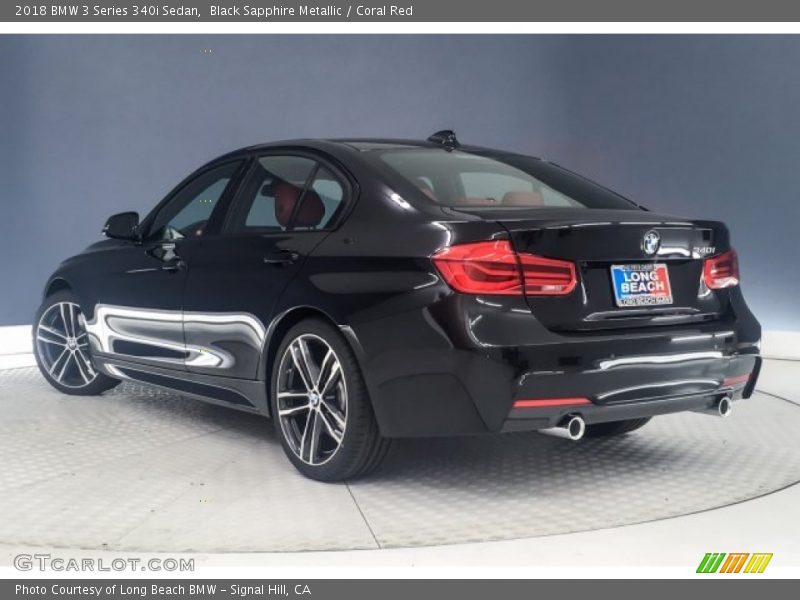 Black Sapphire Metallic / Coral Red 2018 BMW 3 Series 340i Sedan