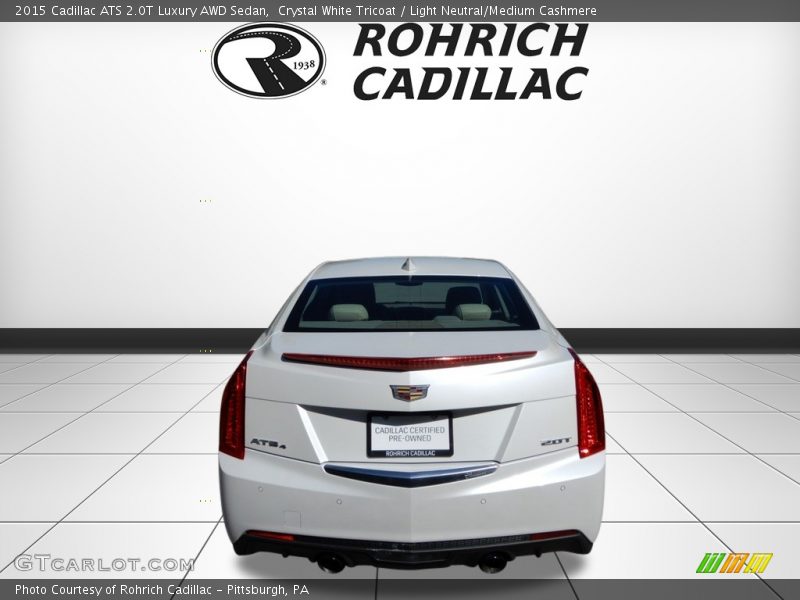 Crystal White Tricoat / Light Neutral/Medium Cashmere 2015 Cadillac ATS 2.0T Luxury AWD Sedan