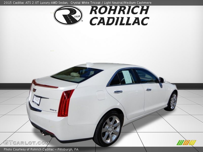 Crystal White Tricoat / Light Neutral/Medium Cashmere 2015 Cadillac ATS 2.0T Luxury AWD Sedan