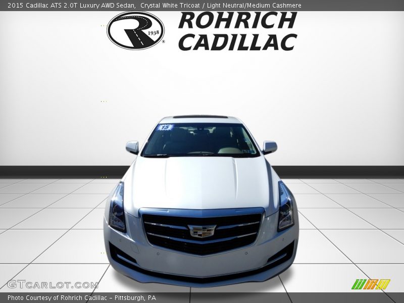 Crystal White Tricoat / Light Neutral/Medium Cashmere 2015 Cadillac ATS 2.0T Luxury AWD Sedan