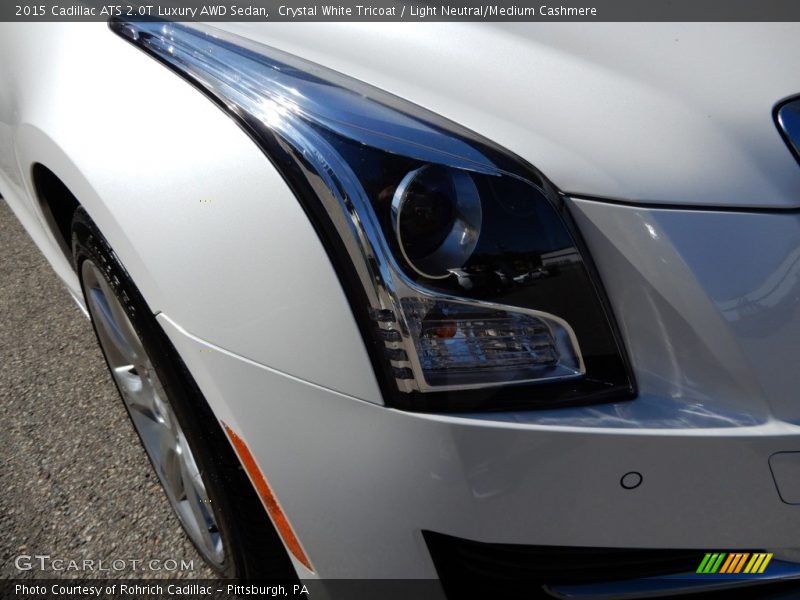Crystal White Tricoat / Light Neutral/Medium Cashmere 2015 Cadillac ATS 2.0T Luxury AWD Sedan