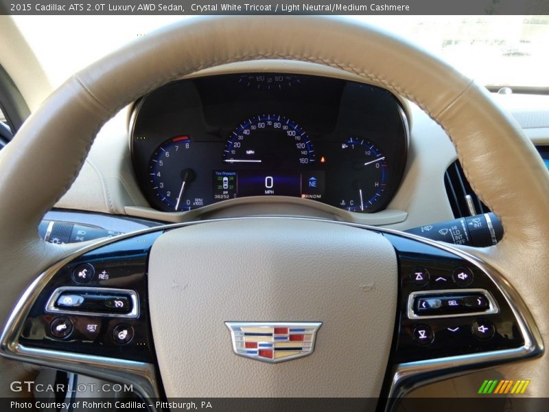 Crystal White Tricoat / Light Neutral/Medium Cashmere 2015 Cadillac ATS 2.0T Luxury AWD Sedan