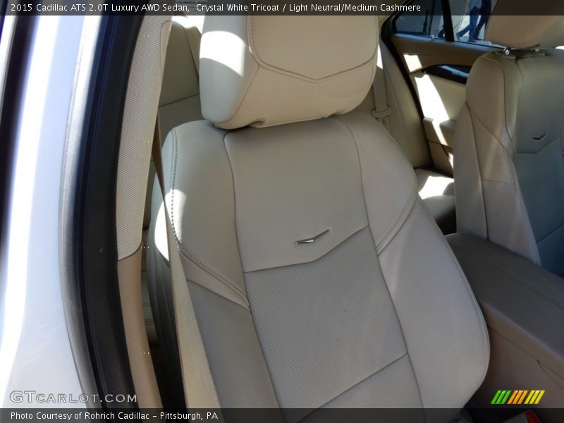 Crystal White Tricoat / Light Neutral/Medium Cashmere 2015 Cadillac ATS 2.0T Luxury AWD Sedan