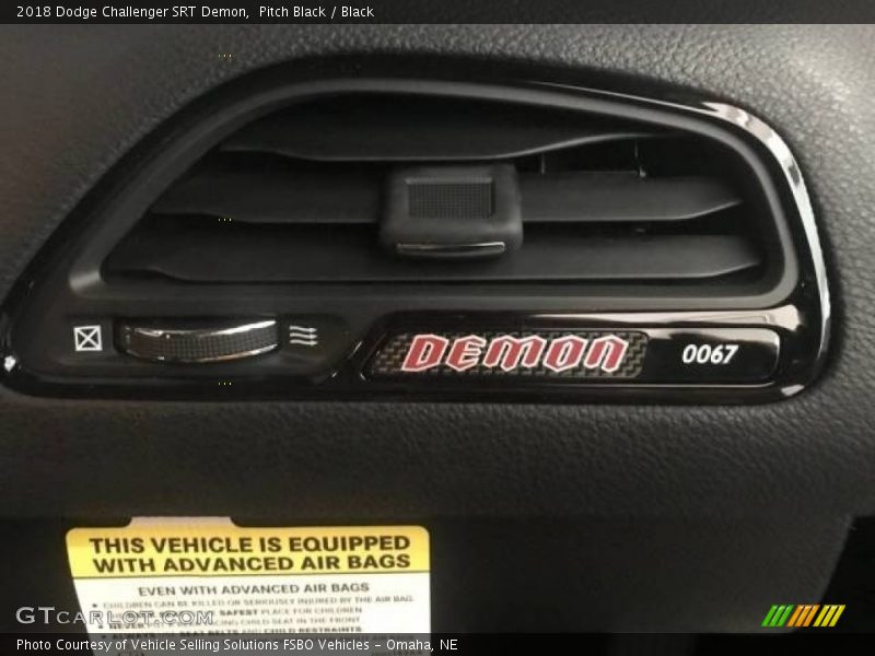 Info Tag of 2018 Challenger SRT Demon