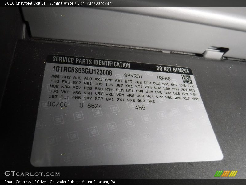 Summit White / Light Ash/Dark Ash 2016 Chevrolet Volt LT