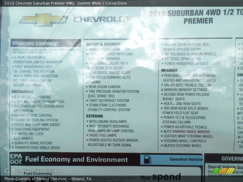 Summit White / Cocoa/Dune 2019 Chevrolet Suburban Premier 4WD