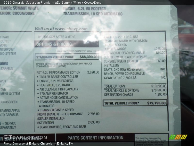 Summit White / Cocoa/Dune 2019 Chevrolet Suburban Premier 4WD