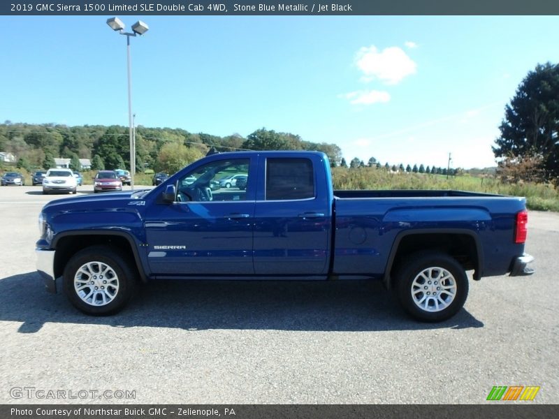 Stone Blue Metallic / Jet Black 2019 GMC Sierra 1500 Limited SLE Double Cab 4WD