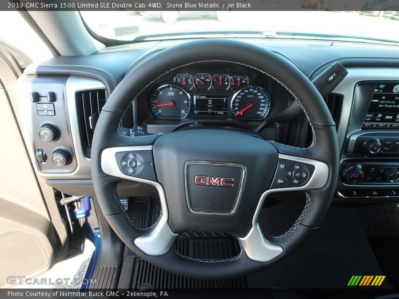 Stone Blue Metallic / Jet Black 2019 GMC Sierra 1500 Limited SLE Double Cab 4WD