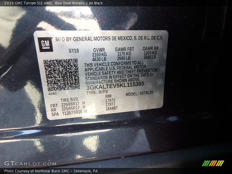 Blue Steel Metallic / Jet Black 2019 GMC Terrain SLE AWD