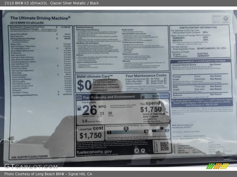 Glacier Silver Metallic / Black 2019 BMW X3 sDrive30i