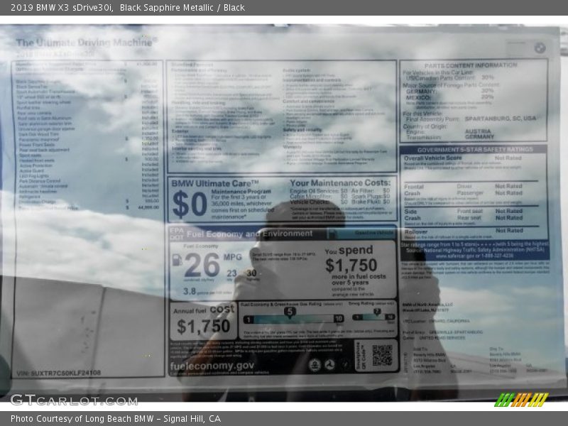 Black Sapphire Metallic / Black 2019 BMW X3 sDrive30i