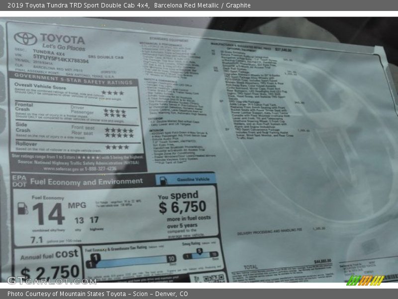 Barcelona Red Metallic / Graphite 2019 Toyota Tundra TRD Sport Double Cab 4x4