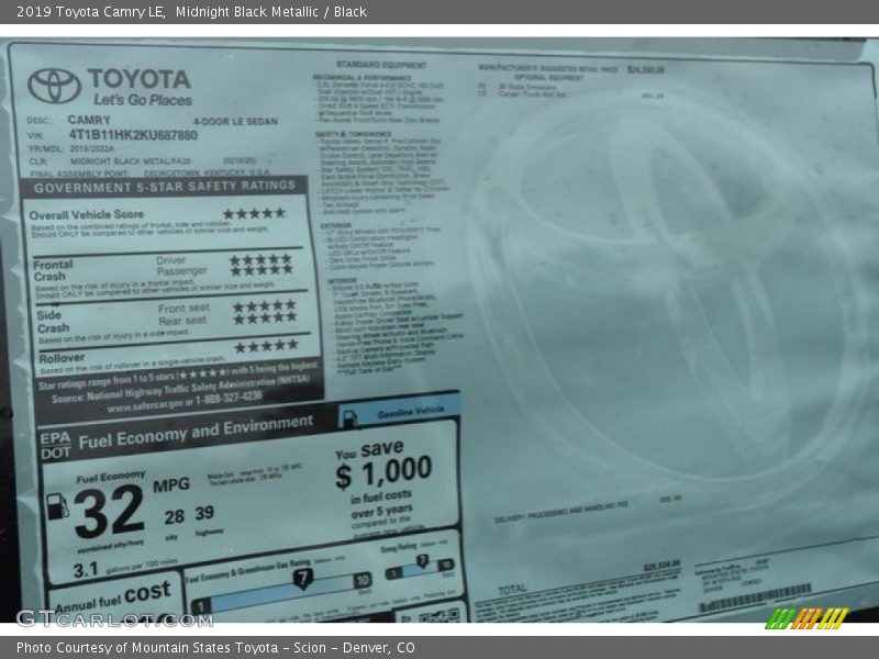 Midnight Black Metallic / Black 2019 Toyota Camry LE