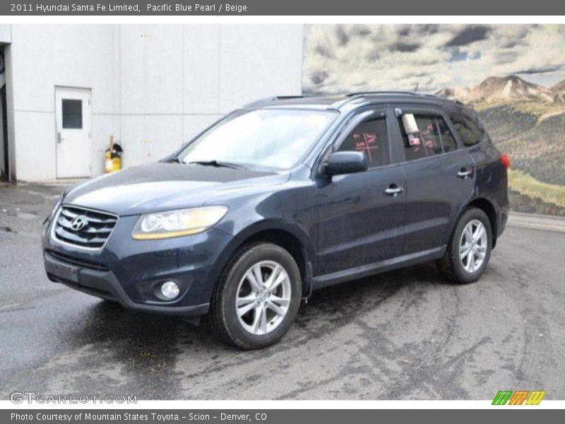 Pacific Blue Pearl / Beige 2011 Hyundai Santa Fe Limited